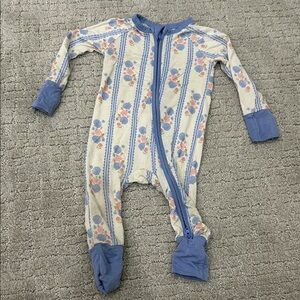 Blue Floral Zip-Front Kids One-Piece
